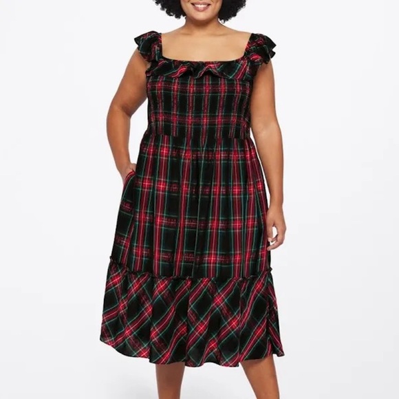 Vineyard Vines Apres Ruffle Trimmed Midi Dress Tartan Plaid Size XXL NWOT - Picture 1 of 8